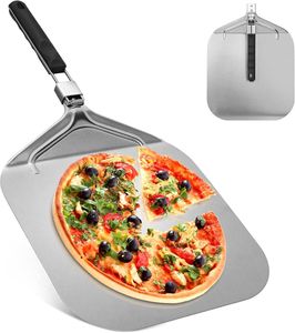 Pizzaschieber für Pizzastein, Pizzaschaufel für den Grill Oder Ofe mit Praktischen Einklapp-Griff,  Heimgebrauch Pizza Schaufel,