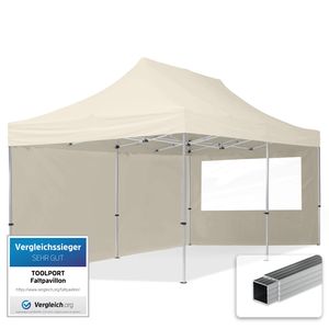 TOOLPORT Faltpavillon Faltzelt Pavillon 3x6m - 2 Seitenteile Aluminium 32mm Partyzelt 700N creme