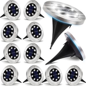 12 x 8LEDs Solarleuchten Garten, Solarlampe, Solar Bodenleuchte, Aussen Solar Gartenleuchten, IP65, Kaltweiß Retoo