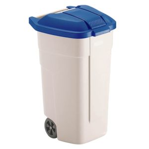 Rubbermaid Abfallbehälter mit Deckel 100 L Blau und Beige