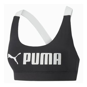 Puma Fit Mid Support Biustonosz treningowy dla kobiet czarny biały rozmiar M