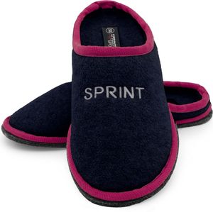 Pantoffeln aus Filz, Hausschuhe rutschfeste Slippers, Schluffen für Sie und Ihn, navy-pink Gr.39