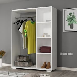 Kleiderschrank ‘Nesbyen’ mit Garderobenstange Weiß
