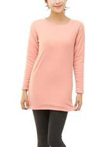 Damen Langarmbluse Winter Einfache T-Shirt Warmes Fleece-Pullover