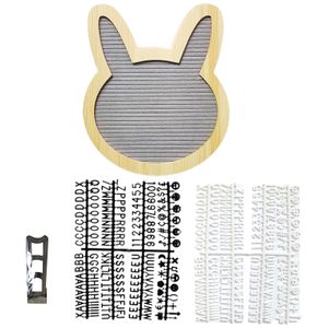 1 Set Letter Board Cartoon Entzückende Kaninchen wechselnde Holzmessagemittel Haushaltsdarstellungen-Grau