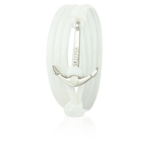 Skipper Anker-Armband Wickelarmband Nylon in Weiß mit Silbernem Anker 6630