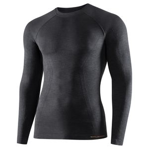 BRUBECK Herren Langarm Funktionsshirt | Atmungsaktiv | Thermo | Sport | Fitness | Unterhemd | Unterwäsche | 41% Merino-Wolle | LS12820, Gr.:M, Farbe:Marineblau