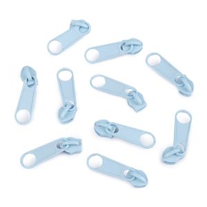 10 Schieber Reißverschluss Zipper für Endlosreißverschluss 3mm, mehr als 70 Farben, Farbe:babyblau