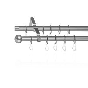 Lichtblick Gardinenstange Kugel, 20 mm, ausziehbar, 2 läufig 130 - 240 cm Chrom Matt