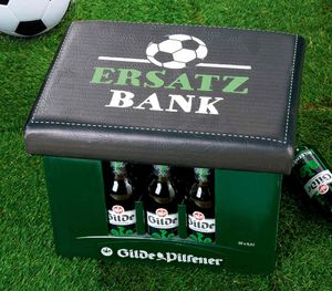 Bierkastensitz Kissen Kastensitz mit Aufschrift Ersatzbank Fußball Sitzkissen Sitzpolster Hocker Polster