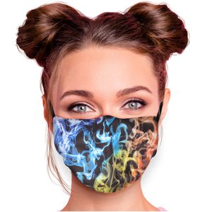 Alltagsmaske Stoffmaske Motiv Mund- Nasenschutz einstellbare Ohrbügel Waschbar Herren Damen verschiedene Designs, Modell wählen:bunter Rauch