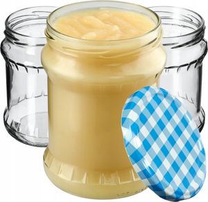 KADAX Einmachgläser mit Deckel "Kisko", Marmeladengläser, Einweckgläser, 500 ml, Blau kariert, 16 Stück