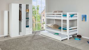 Ancki Landhaus 90x200 Etagenbett weiß Doppelstockbett Doppelbett Kinderbett Bett