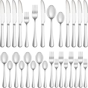 Set für Personen, 24 Premium-Edelstahl Besteckset, Essbesteck Set mit Messer, Gabel & Löffel, Cutlery