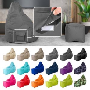 2er Sitzsack Set - Cozy Sitzsack + Cube Hocker - Grau