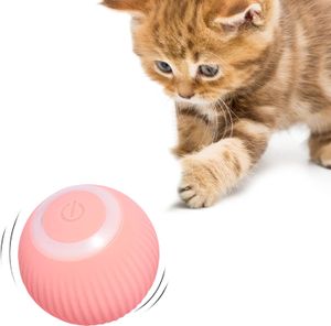 Interaktives Ball-Katzenspielzeug mit LED-Licht, 360-Grad-Autorotation, interaktives Katzenspielzeug, USB-wiederaufladbarer Ball-Katzenspielzeug, Katzenspielzeug, 1 Stück Ball-Katzenspielzeug (Rollerball - rosa Farbe)