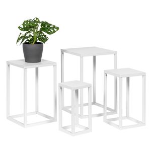 Bremermann květinový stolek sada 4 ks, kovový stojan na květiny, květinový sloup bílý