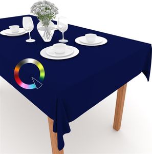 EDLE TISCHDECKE TISCHLÄUFER TISCHTUCH TISCHWÄSCHE PFLEGELEICHT 40 FARBEN (Dunkel Blau 16, 130x130cm)