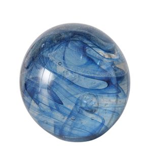 Briefbeschwerer "Rayas" aus Glas in blau in Kugelform, 10 cm - Handarbeit - Glasart - Beschwerer, Glasfigur, Glasskulptur, Glas