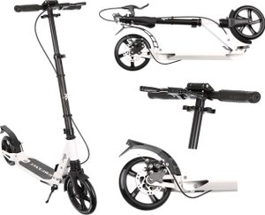 Tretroller Cityroller ABEC9 Gummiräder Höhenverstellbar 10285, Farbe:Weiß / white