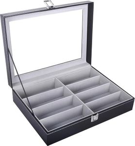 MODFU Brillenbox Brillenkoffer Brillenorganizer für 8 Brillen Aufbewahrung, Grau MODFU Brillenbox Brillenkoffer Brillenorganizer für 8 Brillen Aufbewahrung, Grau