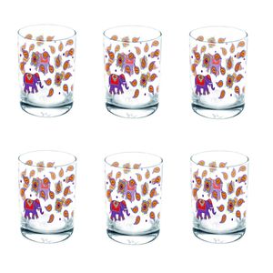 6 Dessertgläser Trinkgläser Kashmir -Gläser Elefanten und Paisleymuster 6 Dessertgläser Trinkgläser Kashmir -Gläser Elefanten und Paisleymuster