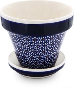 Original Bunzlauer Keramik Blumentopf mit Unterchale H=11,8/2,8cm D=14/11,8cm Design 120