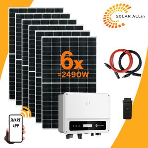 Balkonkraftwerk 2490 W Solaranlage Steckerfertig Photovoltaik Anlage Solarpanel Solarmodul 2490 W WIFI Smart APP Wechselrichter schwarz