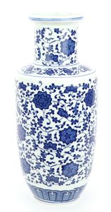 Fine Asianliving Chinesische Vase Porzellan Lotus Blau und Weiß D17xH38cm Dekorative Vase Blumenvase Orientalische Keramik Vase Dekoration Vase Moderne Tischdekoration Vase