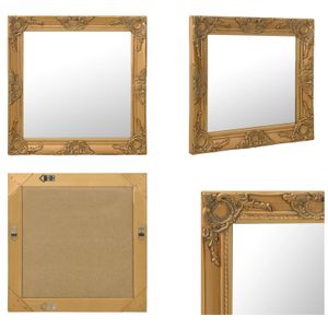 vidaXL Wandspiegel im Barock Stil 60x60 cm Golden - Wandspiegel - Wandspiegel - Quadratischer Spiegel - Spiegel Quadratisch