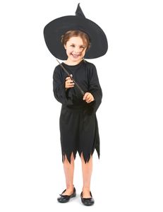Mädchen Hexenkostüm Halloween schwarz