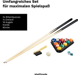 shelfmade 4ft Billardtisch incl. 2 Queue, Kugelset, Dreieck, 122 x 67 x 78 cm (L x B x H) shelfmade 4ft Billardtisch incl. 2 Queue, Kugelset, Dreieck, 122 x 67 x 78 cm (L x B x H)