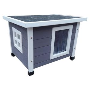 @Pet Venkovní domek pro kočky XL 68,5x54x51,5 cm Dřevo šedé a bílé