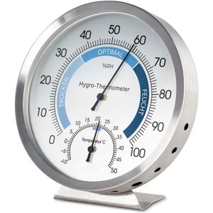 Analoges Hygrometer-Thermometer Für Den Innenbereich – Hochwertiges Feuchtigkeitsmessgerät Und Raumthermometer Aus Edelstahl Für Eine Zuverlässige Und Komfortable Klimaregelung Im Innenbereich