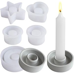 5 Stück Silikonform Kerzenhalter, Gießform Kerzenhalter, Kerzenformen 3d, Stabkerzenhalter, Modellierform