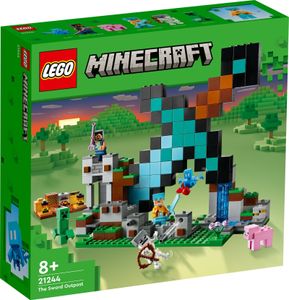 LEGO 21244 Minecraft Der Schwert-Außenposten Set, Spielzeug mit Creeper, Soldat, Wachkrieger und Skelett-Figuren, Set für Jungen und Mädchen ab 8 Jahren