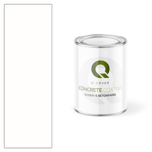 Q-COVER Bodenfarbe Betonfarbe Garagenboden Bodenbeschichtung für Innen- und Außenflächen Kellerfarbe Fußbodenfarbe Weiß 0,9L