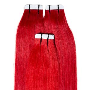 hair2heart Premium Tape Extensions lidské vlasy rovné - 10 pásků 2,5g 60cm 0/44 červená intenzivní