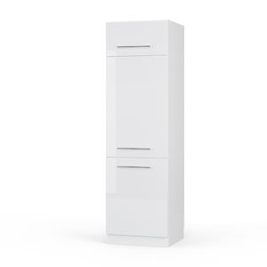Livinity® Kühlumbauschrank Fame-Line, 60 cm, Weiß Hochglanz/Weiß