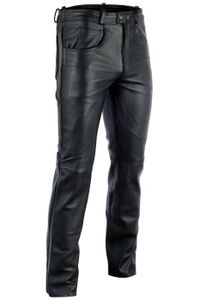 Herren Lederhose lederjeans bikerjeans jeans hose echtleder Schwarz & Braun, Größe:56/2XL, Farbe:Schwarz