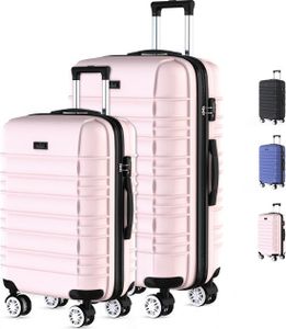 Voyagoux® AVALON - Reisekofferset S/M - Koffer - 2 Stück - Reisekoffer mit Rollen - Hellrosa - TSA-Schloss Voyagoux® AVALON - Reisekofferset S/M - Koffer - 2 Stück - Reisekoffer mit Rollen - Hellrosa - TSA-Schloss
