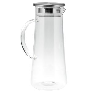 bremermann Glaskaraffe MAJA, Wasserkrug mit Edelstahldeckel und integriertem Sieb, matt ca. 1,5 Liter