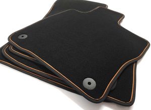Fußmatten für Cupra Formentor passend (mit Braunen Zierband) Premium Velours Matten Set 4-teilig Autoteppich