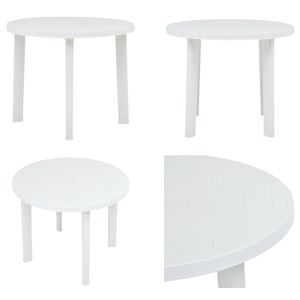 vidaXL Gartentisch Weiß 89 cm Kunststoff - Tisch - Tische - Bistrotisch - Bistrotische