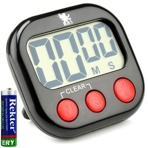 H&S Digital Timer - Stoppuhr und Küchentimer mit Großer LCD-Anzeige - Küchenwecker Magnetisch mit Lautem Alarm - Kurzzeitwecker und Eieruhr Inklusive AAA-Batterie für die Küche