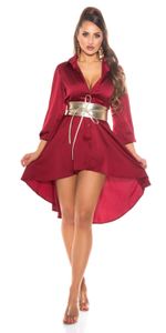y KouCla High-Low Seidenlook Kleid, Farbe:Bordeaux, Größe:M