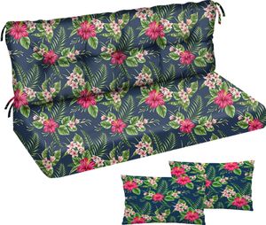Hollywoodschaukel Auflage, 185x50x50, Glatt-Pik, Gartenbankauflage Sitzkissen Rückenkissen Matratze, Palm Blumen [133]