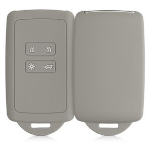 kwmobile Autoschlüssel Hülle kompatibel mit Renault 4-Tasten Smartkey Autoschlüssel (nur Keyless Go) - Silikon Schutzhülle Schlüsselhülle Cover in Grau