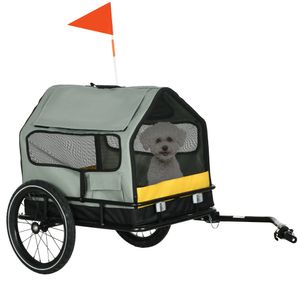PawHut príves pre psa 3 v 1, príves pre psa, príves na bicykel, vozík pre psa s odrazkami pre malých psov do 10 kg, Oxford, sivá