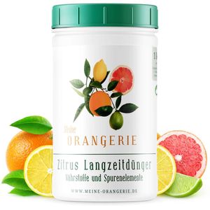 Meine Orangerie - Langzeit-Zitrusdünger [1kg] - Profi Zitruspflanzendünger - Gleichmäßige Langzeit-Wirkung für 6 Monate - Langzeit Zitrusdünger für Citruspflanzen und mediterrane Pflanzen